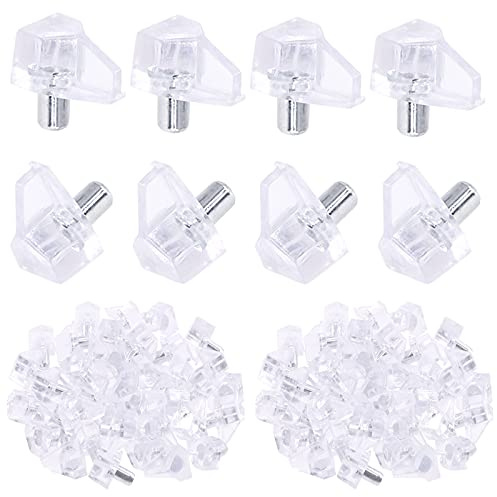 Swpeet 200 Pcs 5 mm klare Regalstifte, transparente Kunststoff-Regal-Unterstützung Pegs Regalhalter Pins Halterung Schrank Clips Halter für Regallöcher auf, Schränke und Unterhaltungszentren
