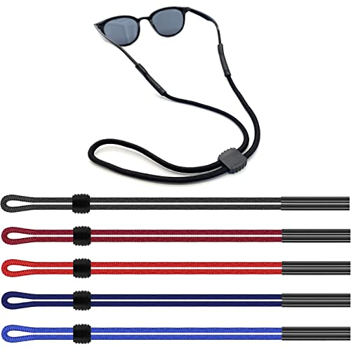 5 Pack Neck Strap Eyeglass Cord Eyewear Retainer Sports Band，Sport Sunglass Holder Strap, Lanyard Glasses Chain Strap, with Adjustable Buckle 5Colors