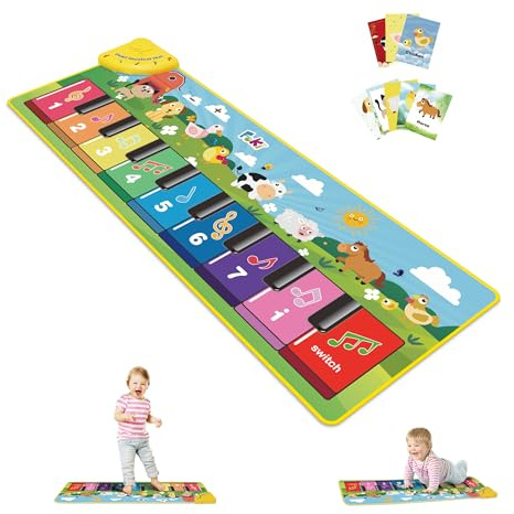 FOKI Floor Piano Mat for Toddlers, Sensory Educational Dancing Musical Keyboard Carpet Toy, Animal Sounds Touch Playmat Blanket, for 1 to 5 Years Old Boy and Girl