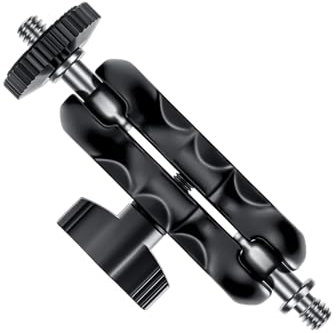 Lanxire Mini brazo mágico con cabezal de bola doble y tornillo de 1/4 pulgadas, compatible con súper abrazadera, jaula de cámara, monitor y micrófono, carga máxima de 2 kg