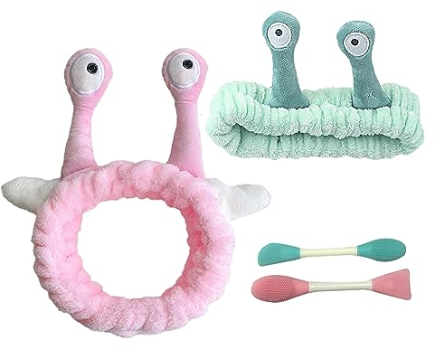Lot De 2 Bandeaux D'Escargot Avec Brosses De Masque, Tentacules En Peluche, Élastiques Mignons Pour Femmes, Maquillage Et Exercice