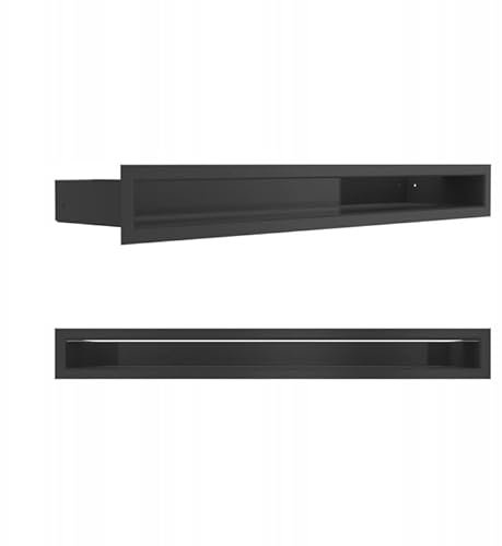 KRATKI Grille de ventilation Grille de cheminée d'angle LUFT 60x600mm 45S Noir 2 pcs