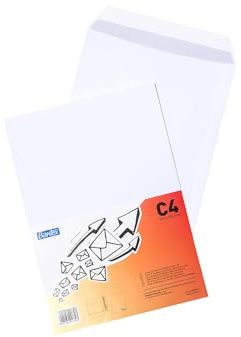 Bantex kuvert DIN C4 (32,4 x 22,9 cm) / kuvert med självhäftande remsor, 50 stycken i folieförpackning (vit)