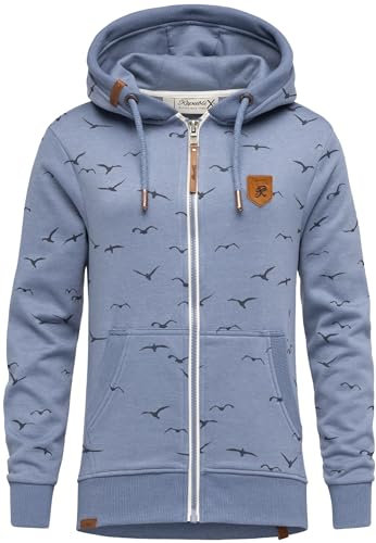 REPUBLIX Damen Sweatjacke Hoodie Sweatshirt Pullover Zipper Jacke RD-024 Blau Melange XXL