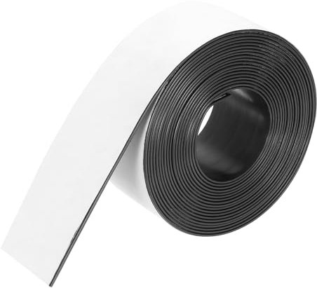 QUARKZMAN Ruban Magnétique de 16,4 Pieds x 1 31/32 de Largeur x 1/16 d'Épaisseur avec Étiquettes Autocollantes pour Tableaux Blancs, Réfrigérateurs et Bricolage