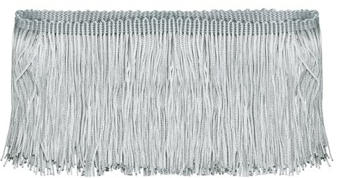 QUARKZMAN 5 Yardas 4 Pulgadas Franja de Flecos de Cadena Cinta de Flecos de Poliéster para Costura Bricolaje Artesanía Ropa Decoración de Pantalla de Lámpara, Gris Plateado