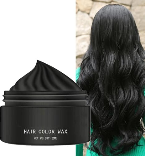 Cera Colorante para Cabello Gris Plateado, Colorante Temporal Para Cabello Oscuro, Crema De Barro Para Peinado Instantáneo Para Fiestas, Cosplay, Discotecas, Mascaradas, Halloween(Negro)