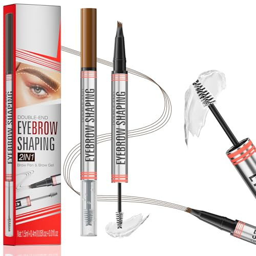 Crayon à Sourcils Magique 3D Microblading Longue Durée Résistant à l'Eau 4 Pointes Fourchues & Gel Fixateur