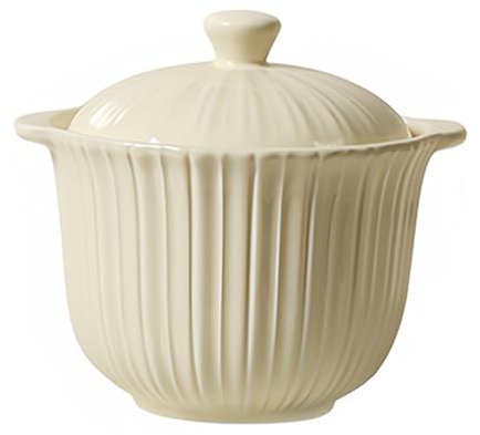 Dowbom Piccola ciotola da zuppa con coperchio, adatta al forno a microonde, tazza da brodo (bianco, 500 ml)