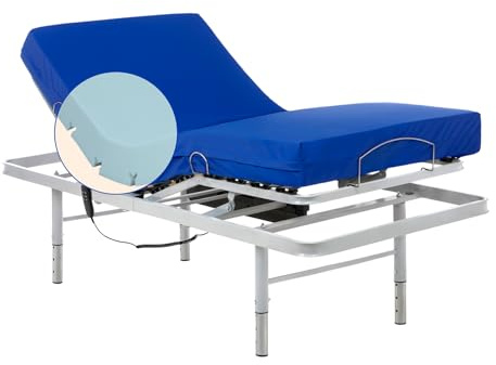 Geriafy – Letto elettrico con gambe regolabili in altezza e materasso HR Professional | Fodera impermeabile | 90x190 cm