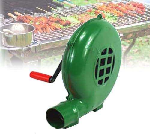 Ventilador manual de manivela para barbacoa, soplador de forja para encendedor de carbón, encendedor de fuego y soplador de herrero de cocina con hoja de ventilador de metal