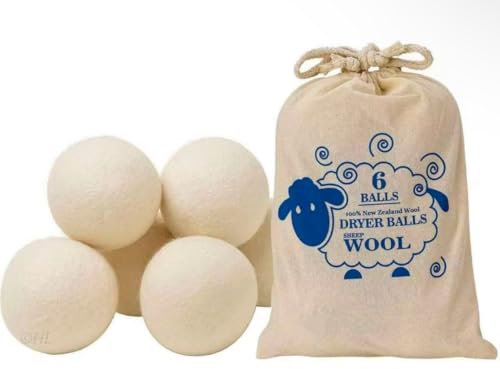 Lot de 6 balles de séchage en laine de Nouvelle-Zélande, respectueuses de l'environnement, réutilisables, sans produits chimiques