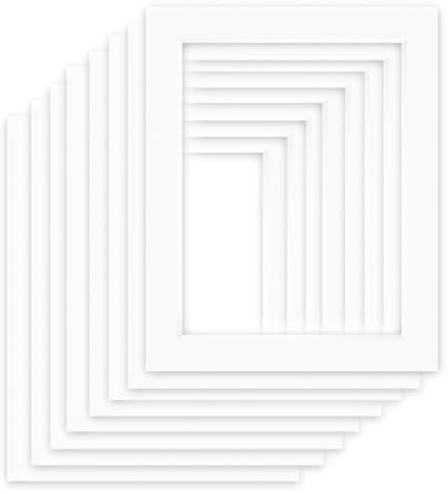XQEUMC 8 Pcs Passe Partout Blanc Cadre Photo Carton A3(29.7x42cm),(Intérieures:20.8x29.5cm DIN A4) Passe-Partout Carré pour l'encadrement Photos, Affiches, Impressions d'art