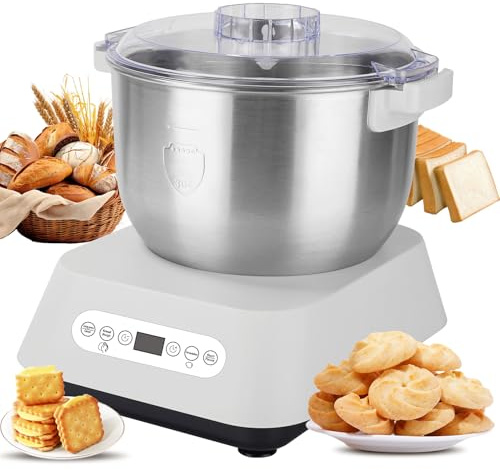 7L Dough Mixer,Stainless Steel Dough Mixer,Electric Dough Maker with Ferment Function,Automatic Kneading Machine,Thermostatic Fermentation,Intelligent Timer,With Replaceable Blade,Stand Mixer