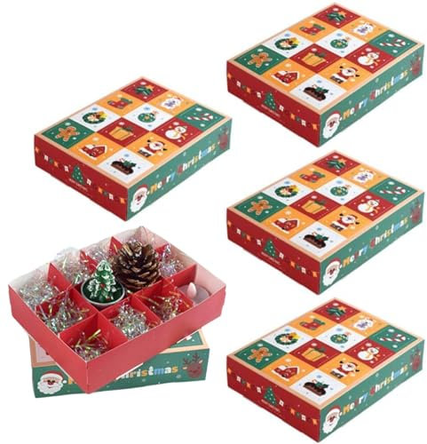 5Pcs Christmas Fillable Advent Calendar Box Christmas 12 Day Countdown Empty Box Xmas Candy Treat Boxes, Empty Christmas Advent Calendar Boxes to Fill 12 Days Advent Countdown Boxes