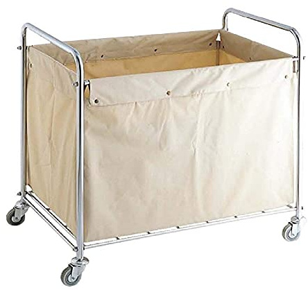 Beige Tvättkorg, Kommersiell Städvagn Med Hjul; Avtagbara Påsar