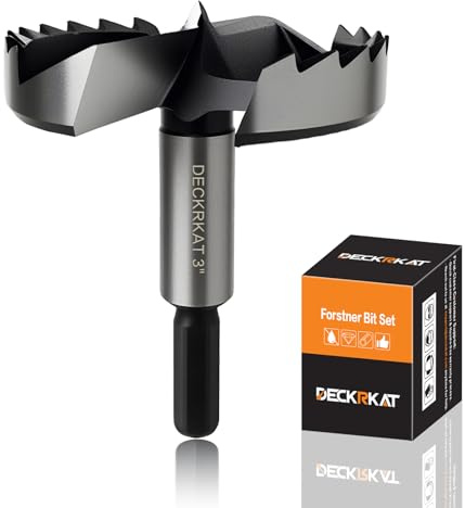 DECKRKAT 3 Forstner Drill Bits - Smooth Flat Bottom Drill Bits for Wood, Hard & Soft Wood Drilling, Hex Shank Fits Drills/Drill Presses.