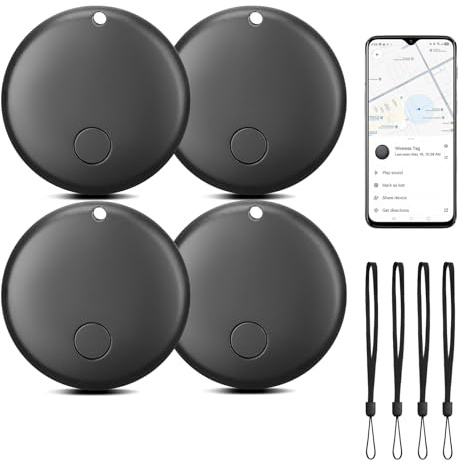Smart Tag Android Lot de 4 - Smart Traceur Android Fonctionne avec l'application Google Find Hub (Uniquement Android) - Traceur Localisateur D’Objets Bluetooth pour Bagages, Portefeuilles, clés