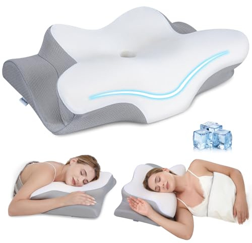 PAYHUIN Cervical Neck Pillow Neck Support Pillow for Side Sleepers White
