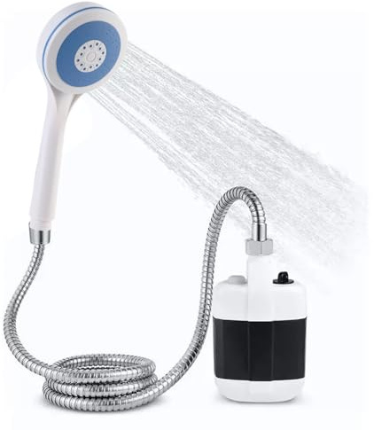 Jwthee Portable Outdoor Shower Head, 2200mAh Rechargeable Electric Camping Shower Pump, 4 to 5L Min Outdoor Showerkit for Car Washing, Garden Watering, 1.44m/56.7in