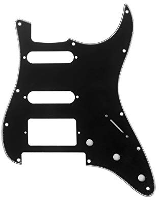 Musiclily Pro 11 Trous Moderne HSS ST Pickguard pour Guitare électrique Fender USA/Mexique Strat Floyd Bridge Cut, 3 plis Noir