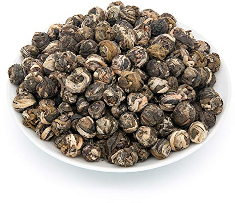 Oriarm Perles De Jasmin Thé Vert en feuilles 100 grammes - Dragon Perle Jasmine Chine - Thé En Vrac Jasmine Pearls Green Tea 2nd grade