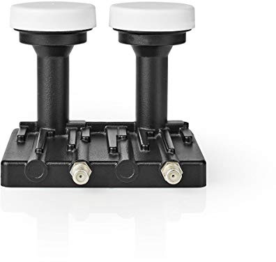 LNB - Monoblocco doppio 6.0 ° - Connessione d'uscita: 2x connettore a F. - frequenza di cifre del rumore: 0.85 dB - Guadagno di conversione: 52-67 dB - Nero - Adatto per: Astra+ / Hotbird