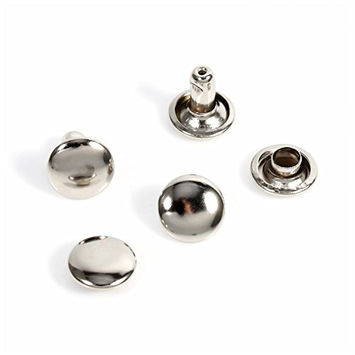 8 x 8 mm dubbla locknitar, 100 st snabbnitar, dekorativa nitar med rund huvud Lädernitar, rörformade metallknoppar för reparationer för läderhantverk (silver)