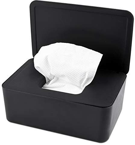 KONUNUS Feuchttücher Box, Toilettenpapier Box, Baby Tücher Fall, Feuchttücherbox Tücherbox, Tissue Toilettenpapier Spender , Serviettenbox Mit Deckel, Tissue Aufbewahrungskoffe, Kunststoff Schwarz