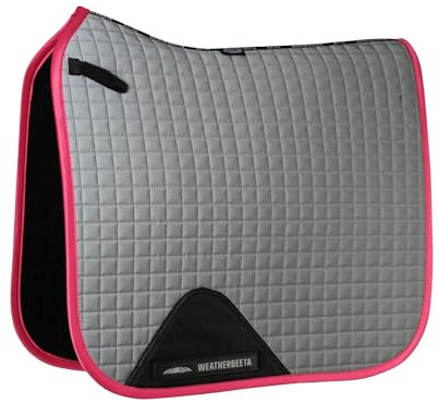 WeatherBeeta Reflective Prime Dressage Saddle Pad, Silver/Pink, Full