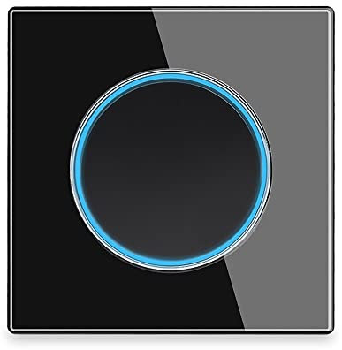 Circle 1/2/3/4 gang 2 way Push Button Wall Light Switch Glass Frame Light LED Indicator (black 1 gang 2 way)