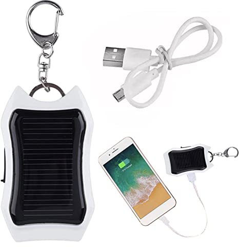 Solar Power Bank 1500mAh Large Capacity Battery Small Solar Charger Keychain Charger for Mobile Phones Tablets Electronic Devices Portable Mini Battery with Carabiner Emergency Power Supply