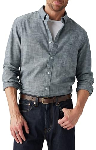 Levi'S Camisa auténtica con Botones para Hombre, Marlon Dark Blue Chambray, XS