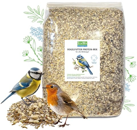 StaWa Vogelfutter Protein-Mix, Wildvogelfutter für Gartenvögel und Waldvögel, Streufutter mit viel Eiweiß, Ganzjahresfutter, 5 kg