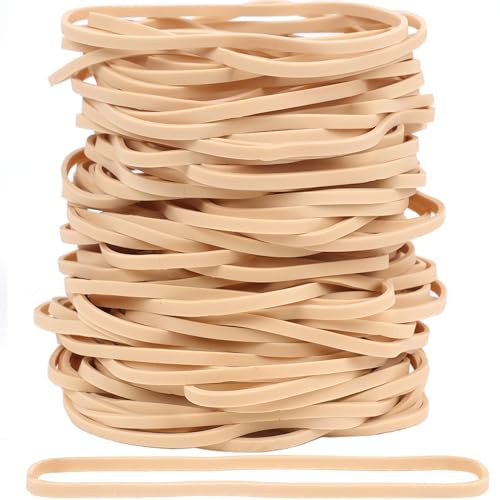 AIWOQI Rubber Bands 150Pcs 4.8inch Big Elastic Rubber Band Beige Large Rubber Bands for Office Supplies File Folders Litter Box (4 4/5 x 1/8)
