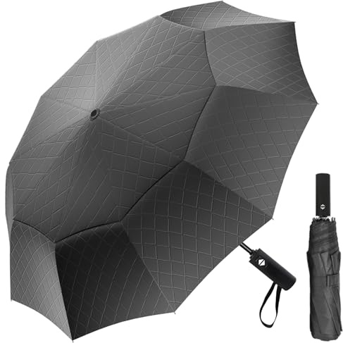 Satol Grande ombrello da golf antivento da 157 cm, 10 costole, grande ombrello pieghevole con apertura e chiusura automatica, per viaggi, protezione UV, sole e pioggia, ombrello portatile compatto per