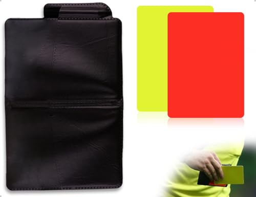 Emezddo Jeu de Cartes d'arbitre de Football,Cartes d'arbitre en PVC Rouges et Jaunes,Cartes d'avertissement et d'éjection de Football avec Accessoires pour Stylo et Sac,carnets de Score