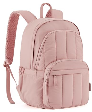 Bagsmat Puffer Laptop Rucksack Damen, Reiserucksack Schulrucksack Teenager, Gesteppte College Arbeitsrucksack FüR Frauen, SüßEr, Wasserabweisender, Wickelrucksack, Sportrucksack Rosa