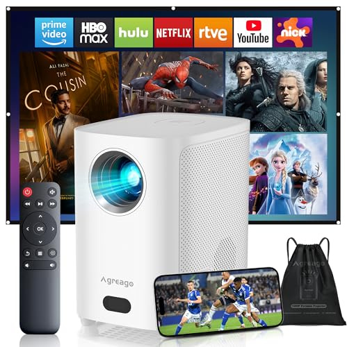 [Electric Focus] Projector with WiFi and Bluetooth, Native 1080P 15,000 Lumens 4K Supported, Agreago Outdoor Movie Projector for Home Theater UP to 300, for iOS/Android/TV Stick/HDMI/USB
