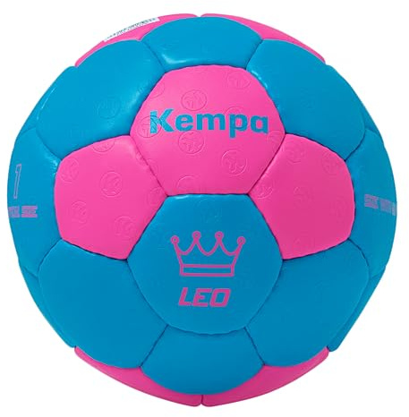 Kempa Handball für Kinder & Erwachsene | Leo | Softer & griffiger Trainings- und Spielball in Größe 0 bis 1, kempablau/pink