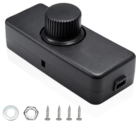 HUAREW Interruptor Regulador de Luz, 220V-240V Potenciómetro Regulador de Luz con Interruptor, para 3 – 100 W Dimmer Led y Bombillas Regulables (Negro)