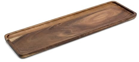Vassoio decorativo in legno di acacia naturale – 60 x 15 cm – Piatto candela in legno massello – Vassoio per candele, vassoio in legno di acacia – Decorazione da tavolo per Natale Avvento matrimonio