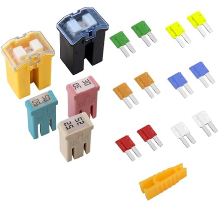 17PCS Car Micro Fuses Assortment Kit OEM#68100731AB,Mini Fuse Kit with Fuse Puller Includes 5A/7.5A/10A/15A/20A/25A/30A/60A/80A,Car Fuses Assortment Kits Compatible with Dodge Ram