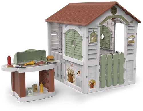 Chicos - Casetta Barbacoa | Casetta per Bambini da Esterno con Barbecue Integrato ed Accessori oltre a Finestre e Gattaiola | Da 2 Anni (89705)