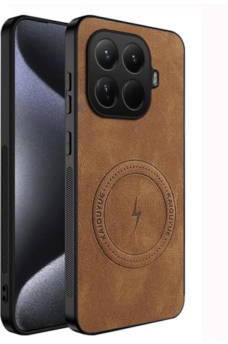 teroxa Coque pour Xiaomi 17T Pro Protection d'objectif d'appareil photo TPU Bumper Coins Antichoc Cuir Couverture Arrière Compatible avec Accessoires MagSafe (Marron)