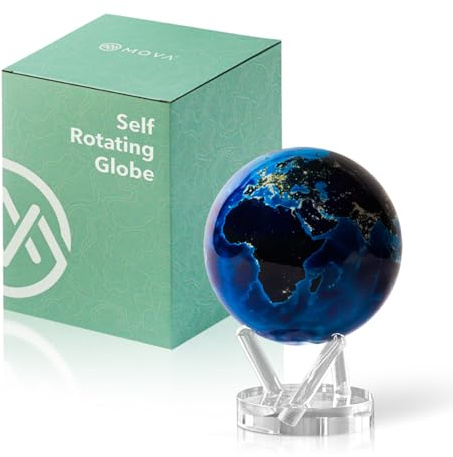 MOVA Globes Erde bei Nacht Signature (6) | Mappamondo Auto-Rotante a Energia Luminosa |Silenzioso, Senza Batterie né Fili |Decorazione da Scrivania o Idea Regalo Globo Spazio