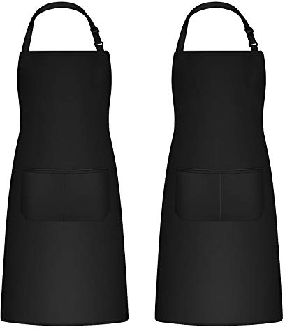 Catime 2 Pezzi Grembiule Cucina per Uomo Donna, Grembiuli da Barbecue Impermeabile con 2 Tasche, Grembiule Pittura Regolabile Adulti per la Cottura, Giardinaggio