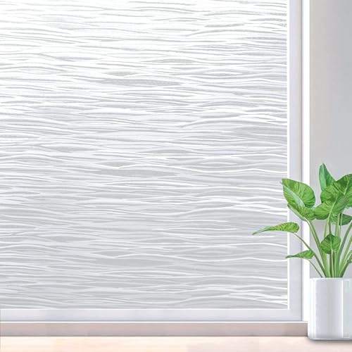 rabbitgoo Window Privacy Film Frosted Glass Film Removable Vinyl Door Coverings UV Blocking Decorative Static Cling Non-Adhesive Window Clings Sticker for Home Decor, 35.4 x 78.7 Inches
