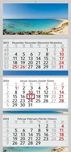 XXL 3 Monatskalender 2026 Elafonisi Beach mit 3/4 Monate Foto Kalender Strand Motiv Mittelmeer Wandkalender ohne Werbung Fotokalender Bürokalender Motivkalender Mehrblockkalender (3 Monatskalender P)
