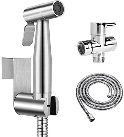 Ensemble de pulvérisateur de bidet de toilette à main avec tuyau pour lavage féminin en acier inoxydable pour salle de bain, pommeau de douche autonettoyant